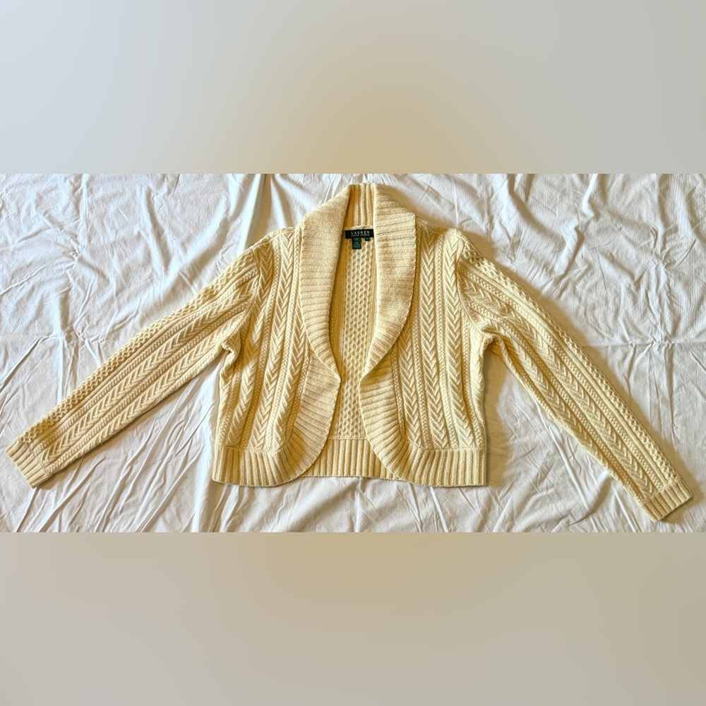 Lauren Ralph Lauren Cream Shawl Collar Cardigan